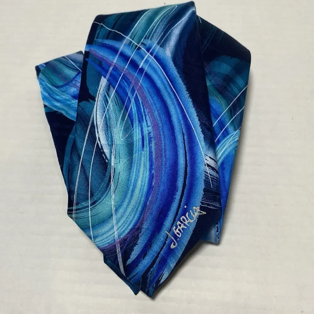 J Garcia Snake in Juggling Show Collectors Edition‎ Blue Neck Tie Abstract Artsy